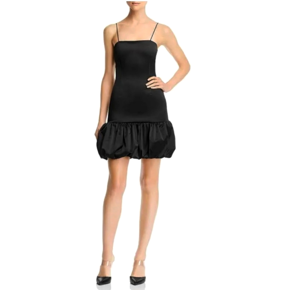 🔥Aqua Bubble Hem Spaghetti Strap Mini Sheath Dress